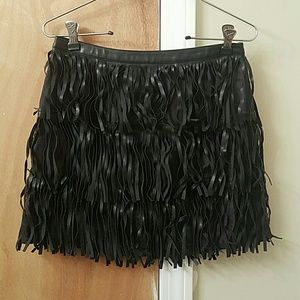 Forever 21 faux leather fringe skirt